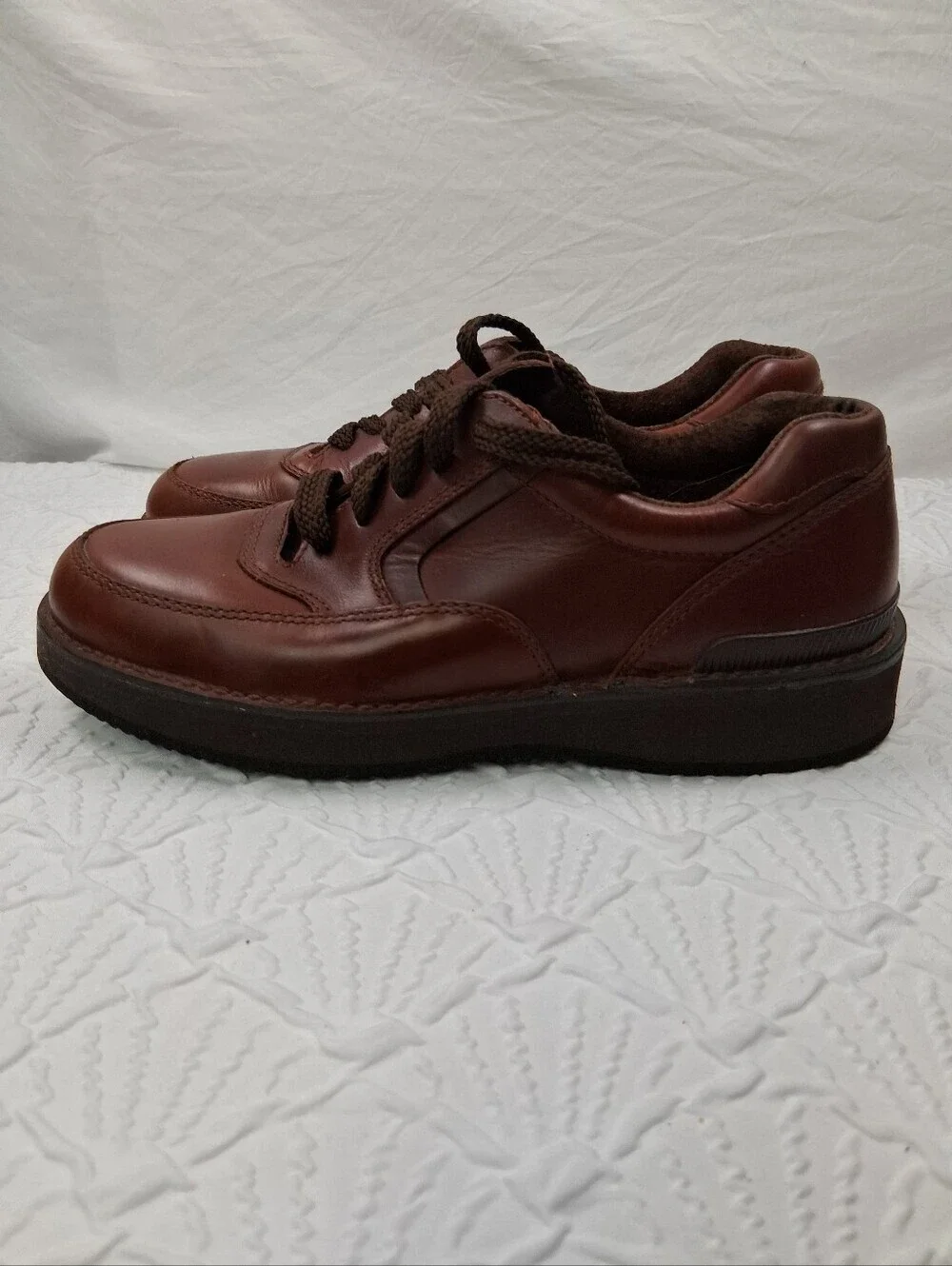 Whitefish Bay Men's Brown Leather Lace-Up Slip-On Comfort Loafers Retro Casual